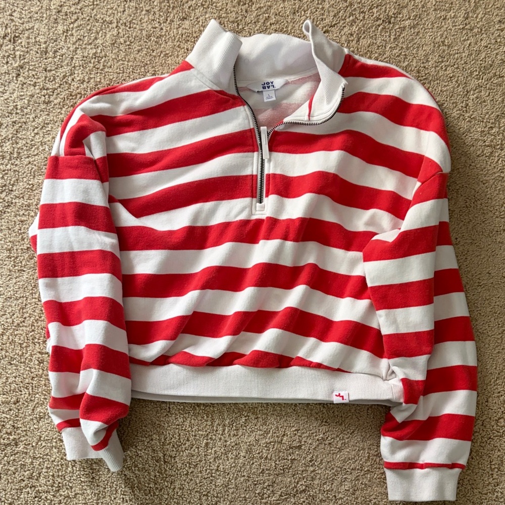 JoyLab Bold Red and White Striped Pullover